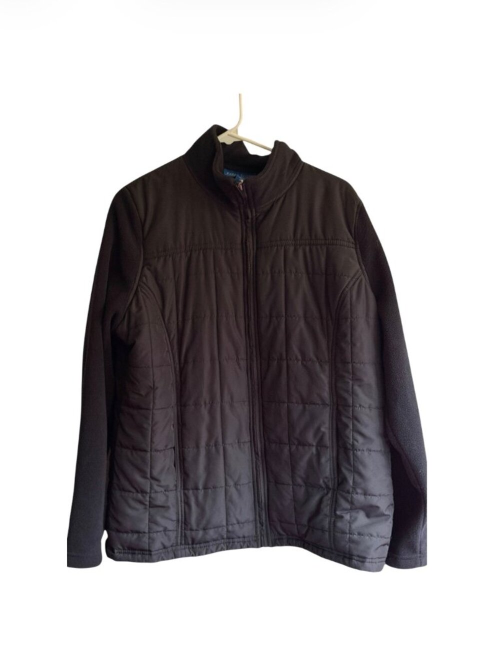 Karen Scott Black Quilted Fleece Zip Jacket